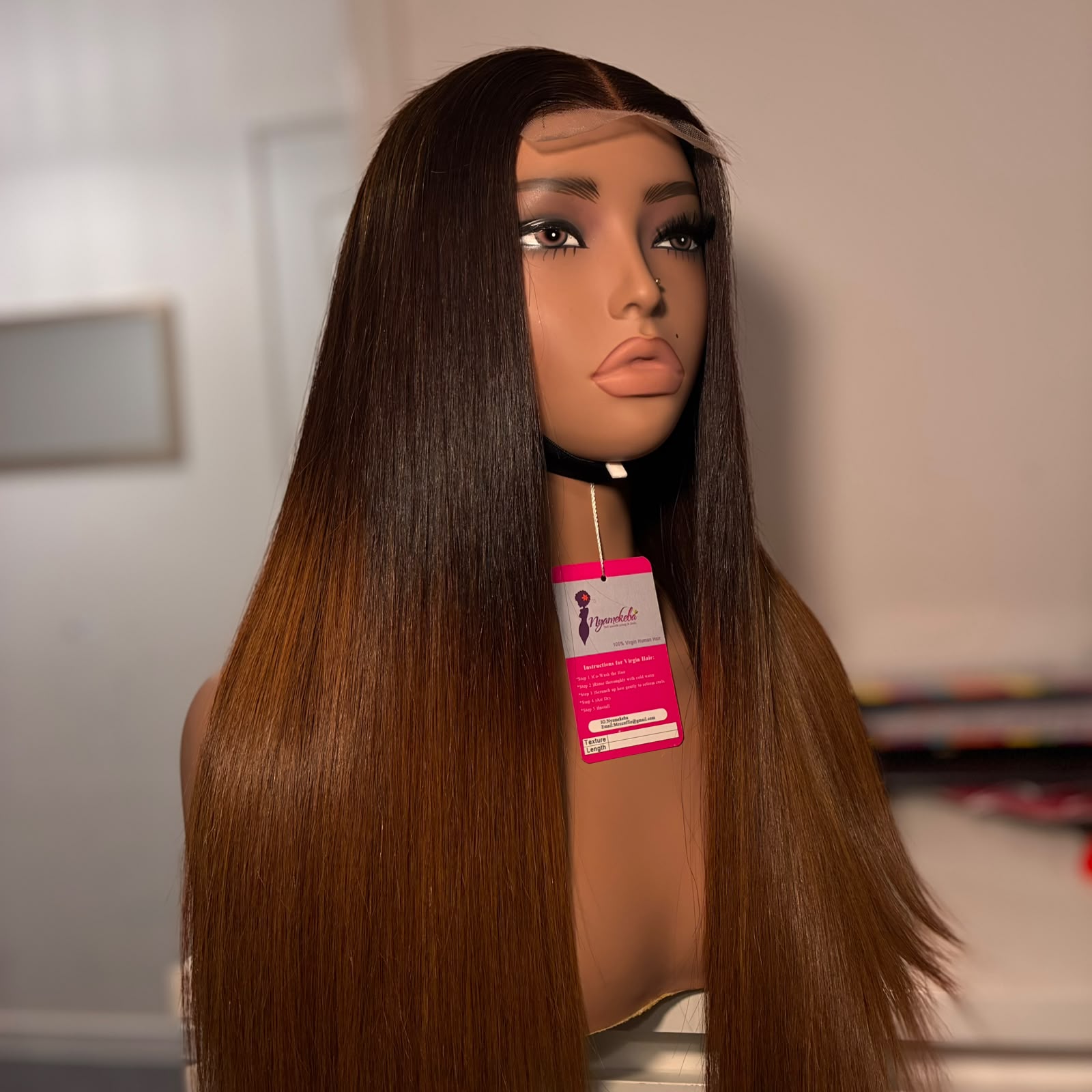 18” 2x6 transparent lace wear and go bone straight wig - Image 5