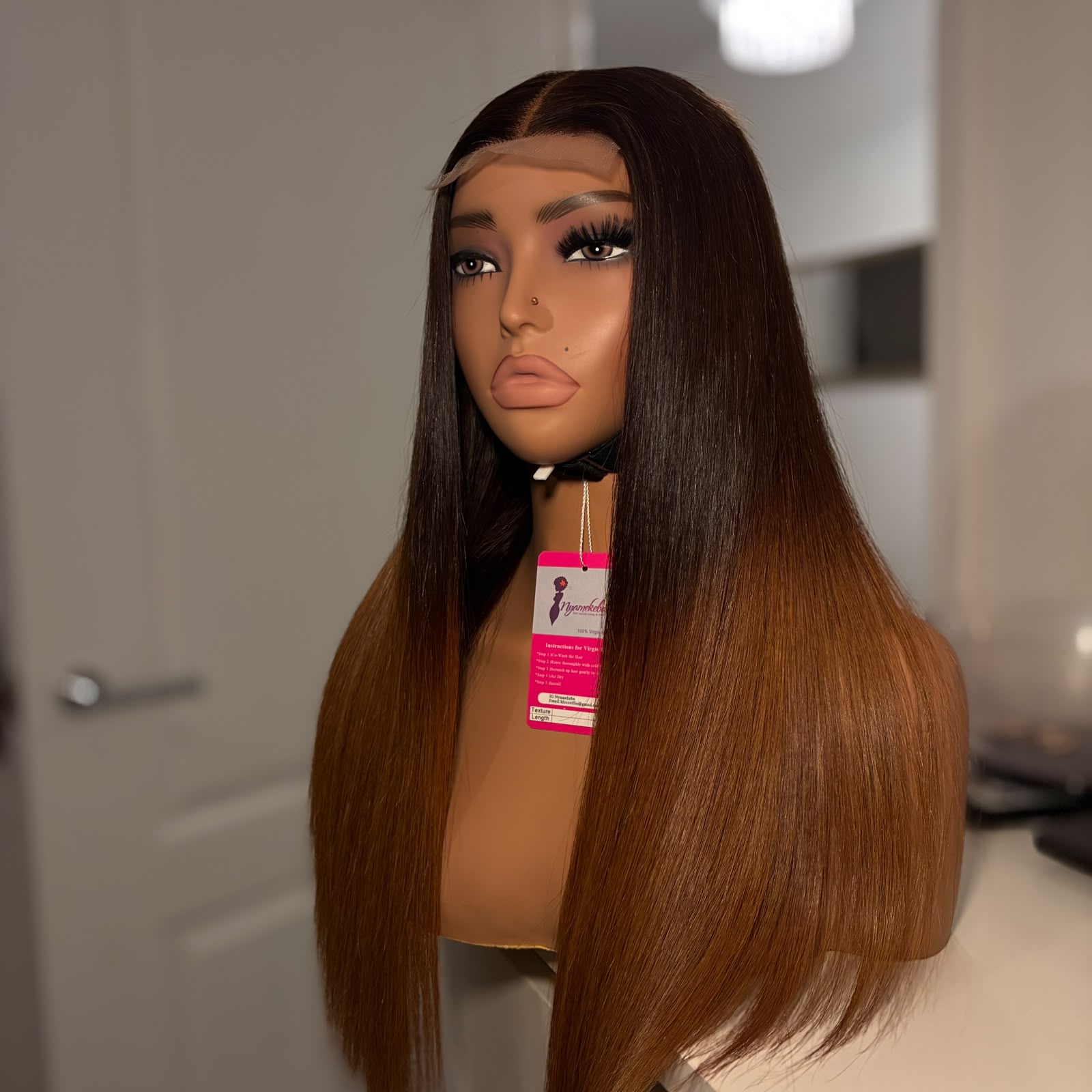 18” 2x6 transparent lace wear and go bone straight wig - Image 6