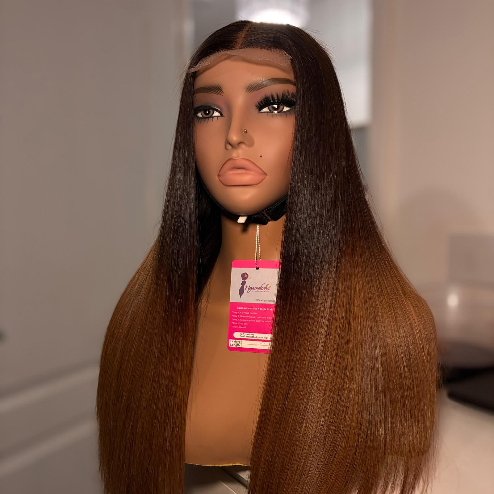 18” 2x6 transparent lace wear and go bone straight wig - Image 7