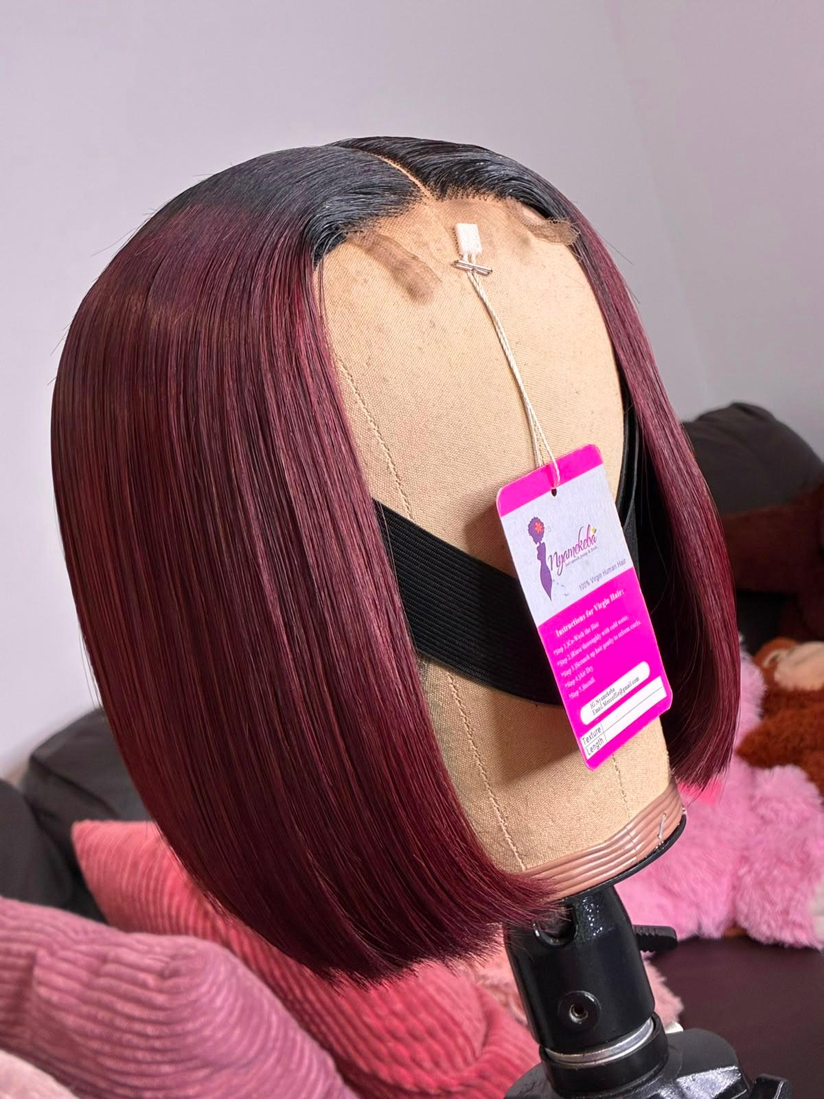 8"2x6 transparent lace wear and go bonestraight bob wig - Image 7