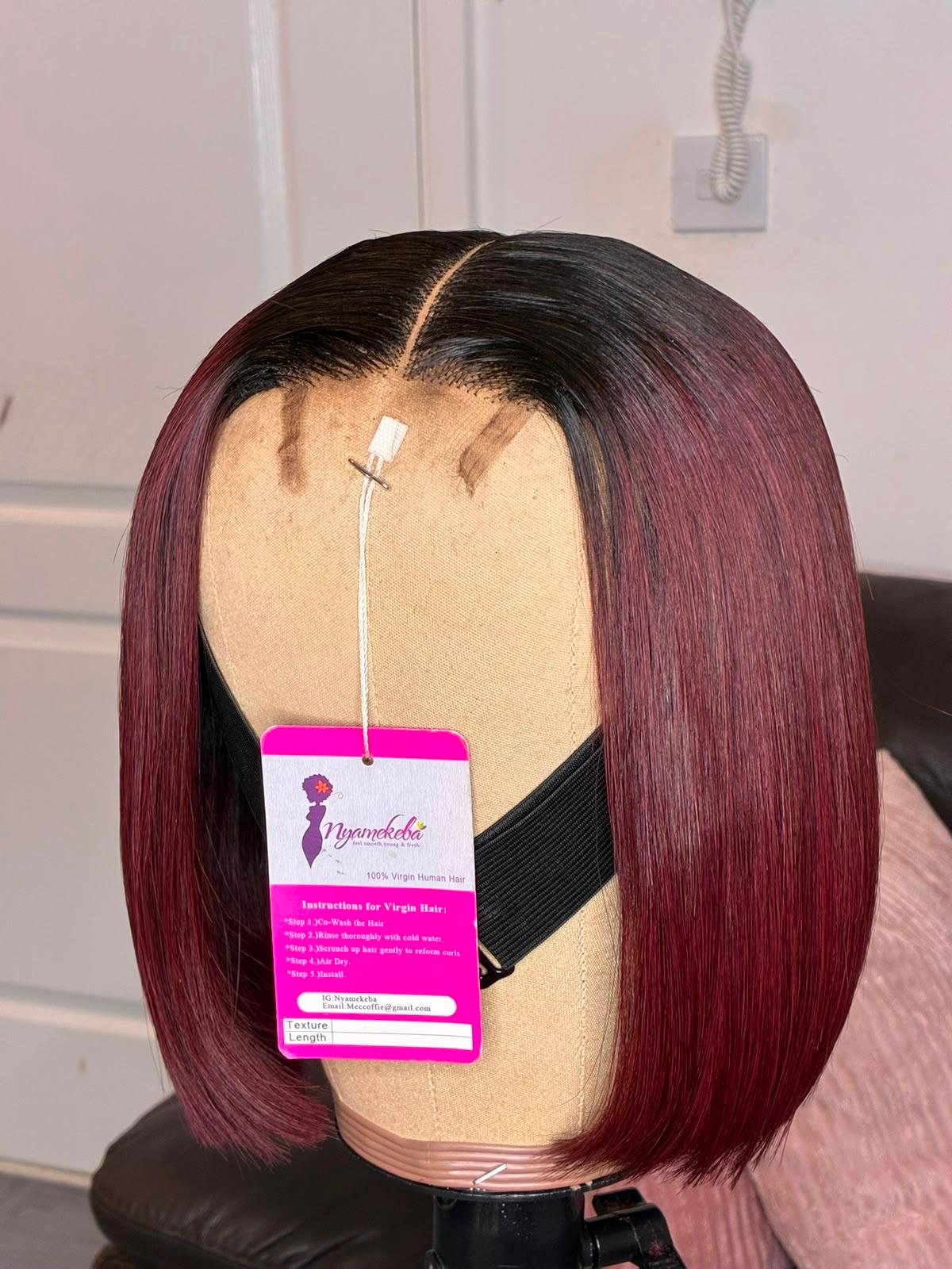 8"2x6 transparent lace wear and go bonestraight bob wig - Image 3