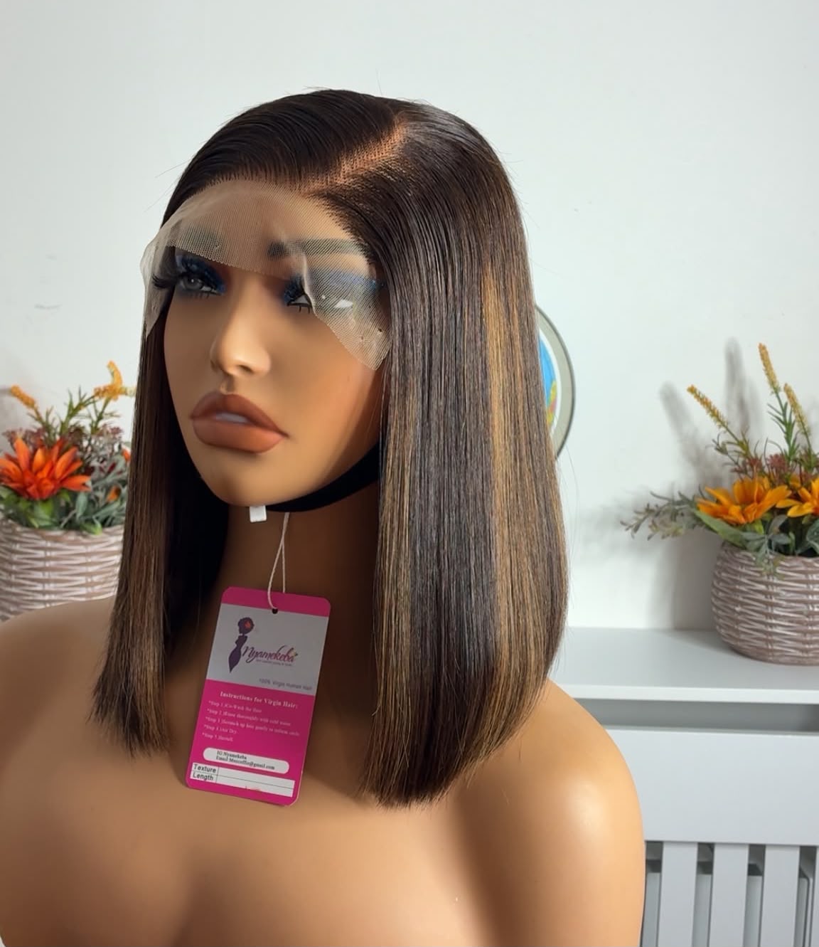 12"5x5 transparent lace piano brown wear and go bob wig. - Image 5
