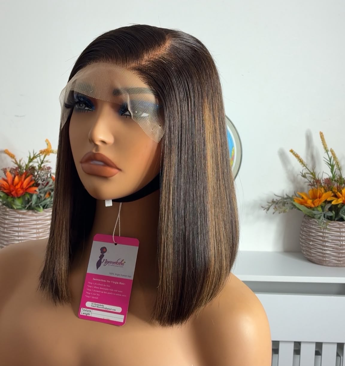 12"5x5 transparent lace piano brown wear and go bob wig. - Image 2
