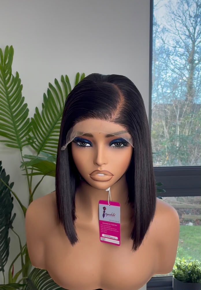 12"5x5 transparent lace wear and go bonestraight bob wig