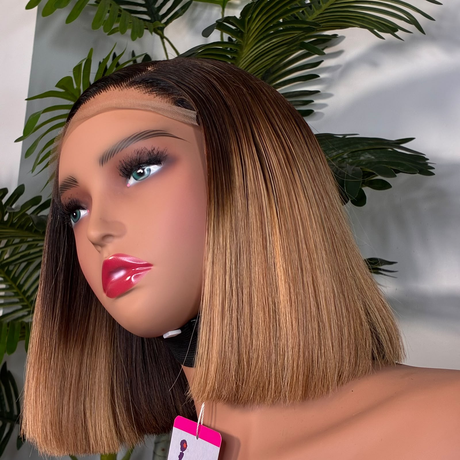 8"5X5 Transparent lace wear and go ombre bone straight bob wig - Image 5