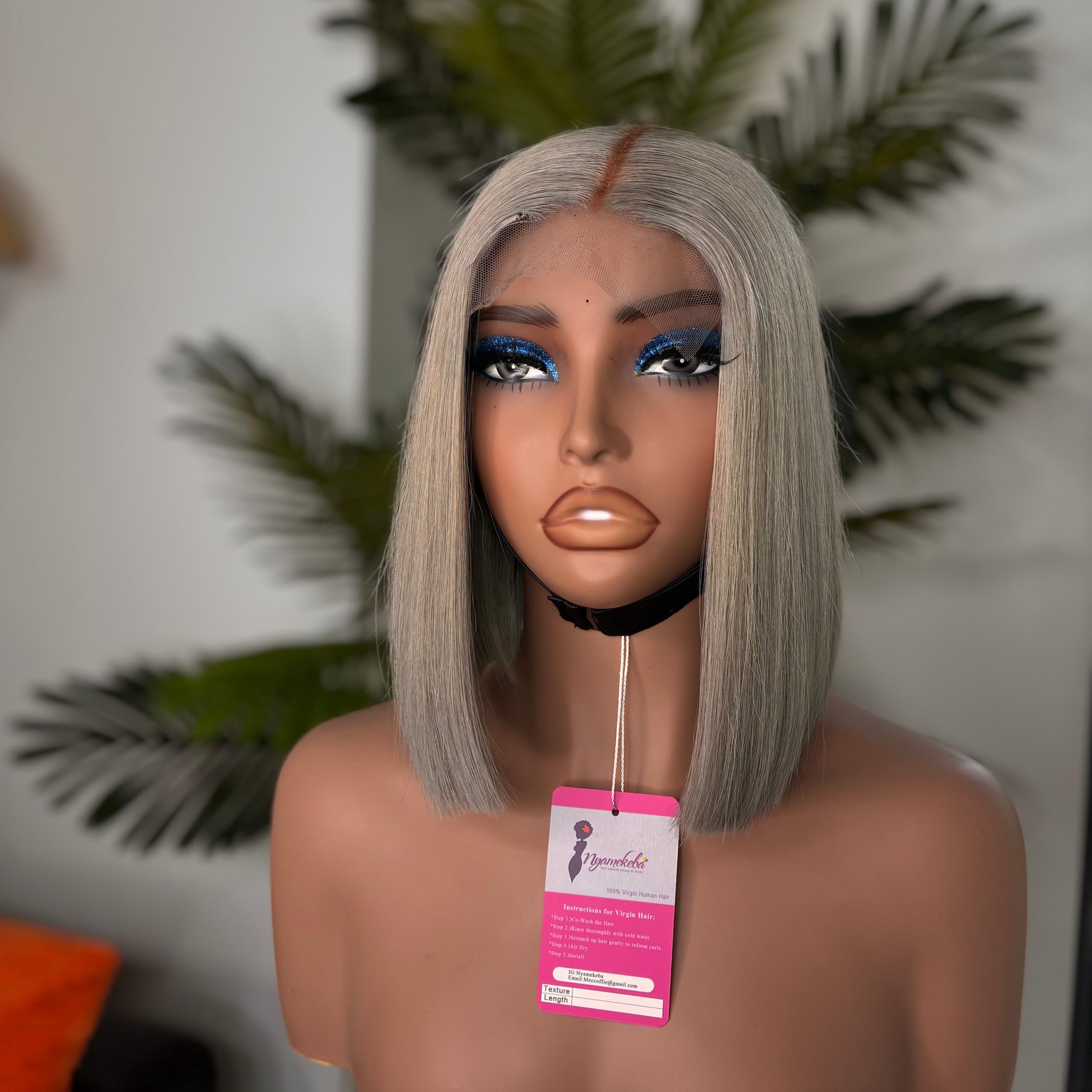 10"2x6 transparent lace single donor wear and go grey bob wig - Image 3