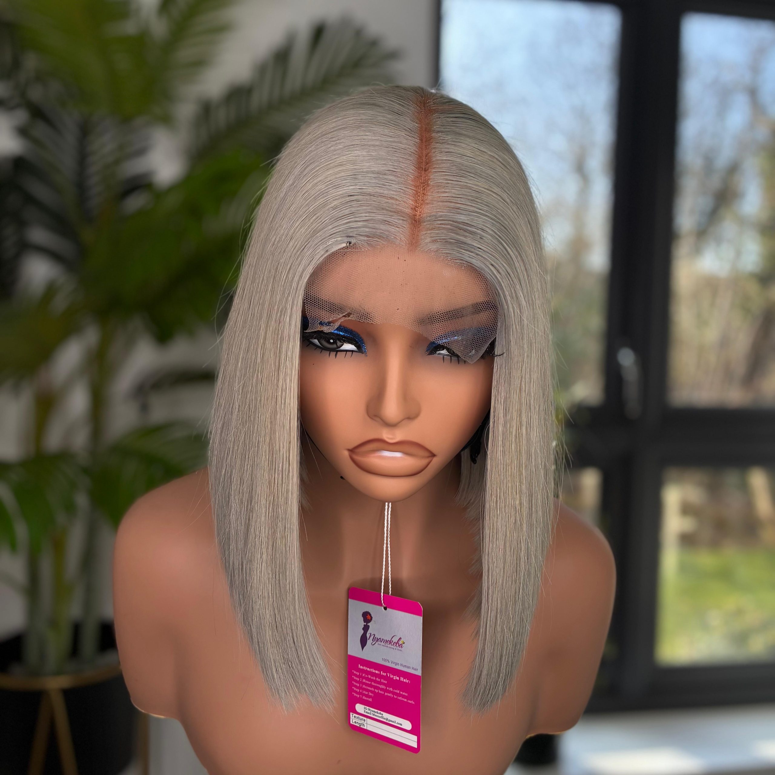10"2x6 transparent lace single donor wear and go grey bob wig - Image 4