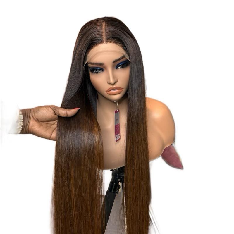 26"4X4 ombre light brown wear and go bonestraight wig